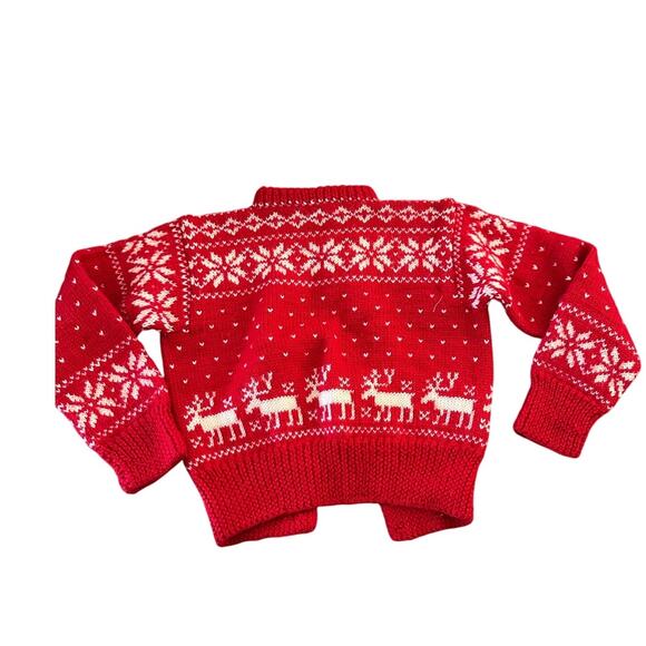 William Schmidt Co Oslo child Red White Christmas Cardigan Sweater handmade - Picture 2 of 8